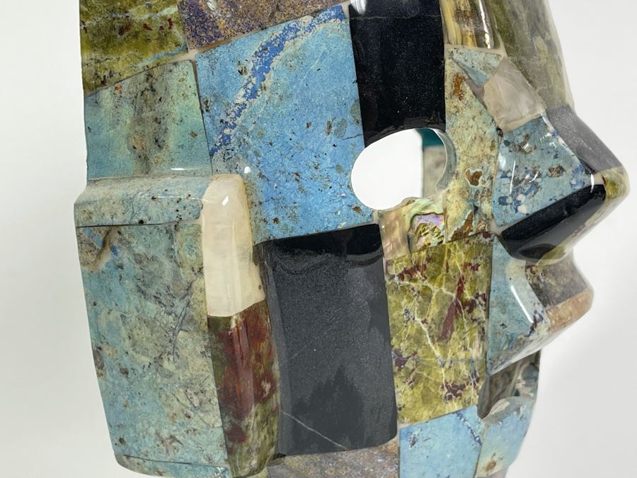 Inlaid Stone Turquoise Mask Sculpture 6.5W X 4D X 8.5H [Photo 6]