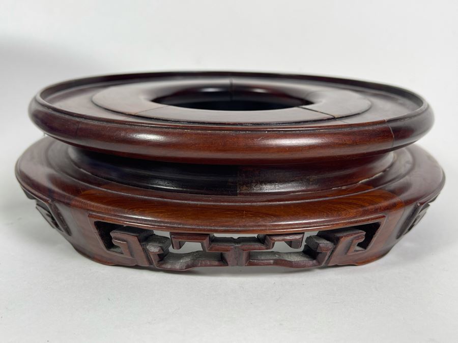 Antique Chinese Blue And White Porcelain Dragon Design Flower Pot 8.5W X 6.5H With Wooden Stand [Photo 23]