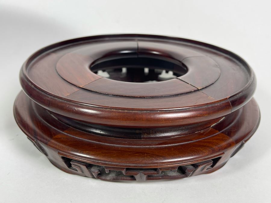 Antique Chinese Blue And White Porcelain Dragon Design Flower Pot 8.5W X 6.5H With Wooden Stand [Photo 22]