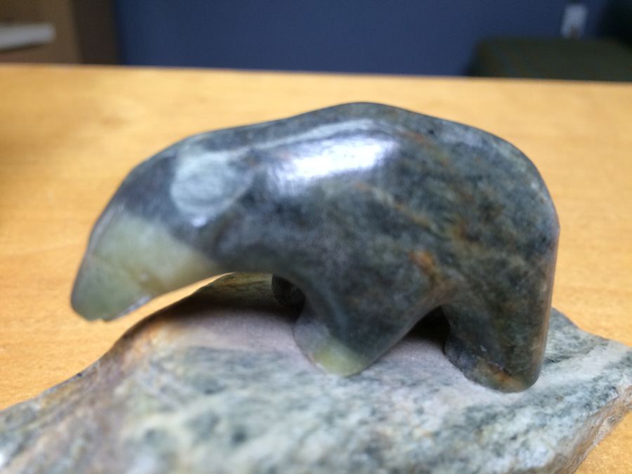 Ben Saclamana Carved Soapstone Inuit Bear and Seal [Photo 4]