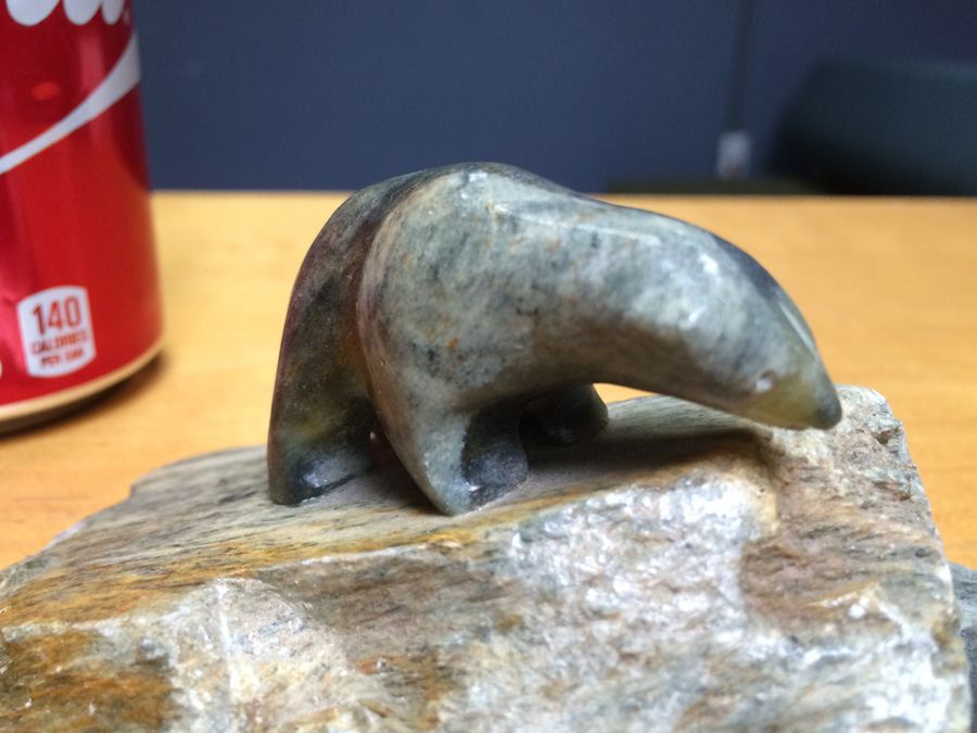 Ben Saclamana Carved Soapstone Inuit Bear and Seal [Photo 7]