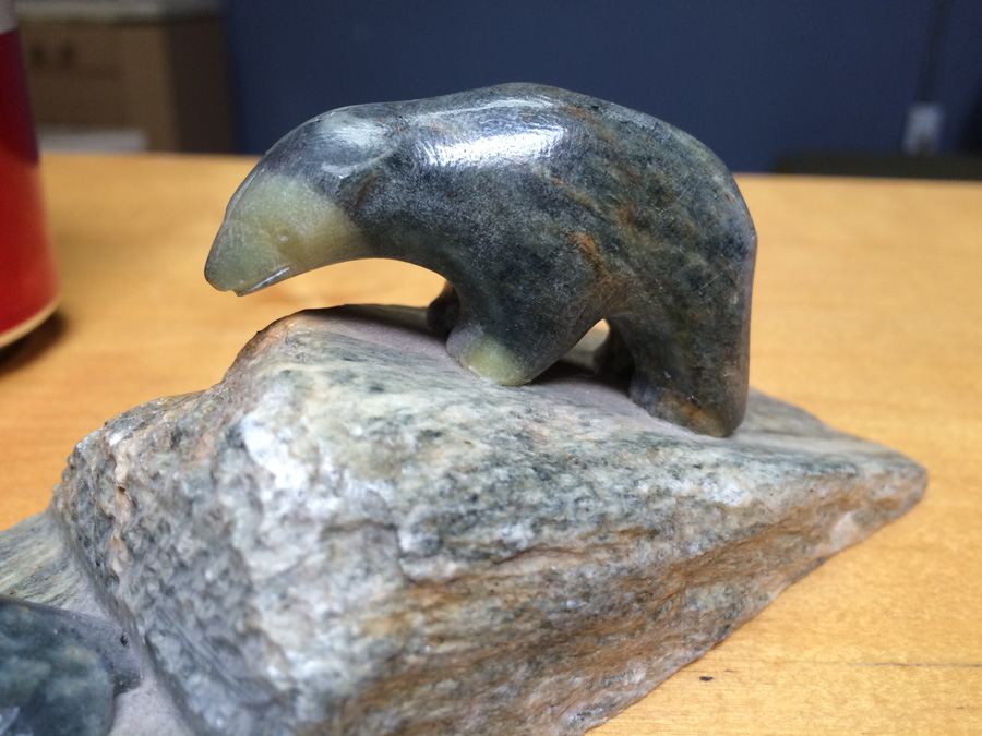 Ben Saclamana Carved Soapstone Inuit Bear and Seal [Photo 3]