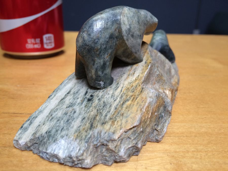 Ben Saclamana Carved Soapstone Inuit Bear and Seal [Photo 10]