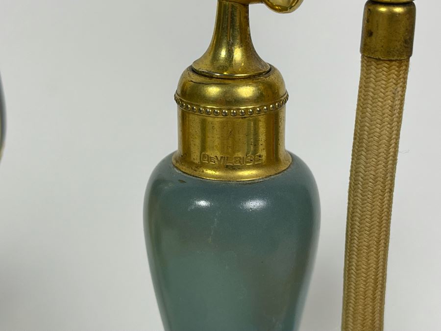 Vintage Collection Of Three DeVilbiss Hand Painted Perfume Atomizers Bottles Tallest Is 6.5H [Photo 9]
