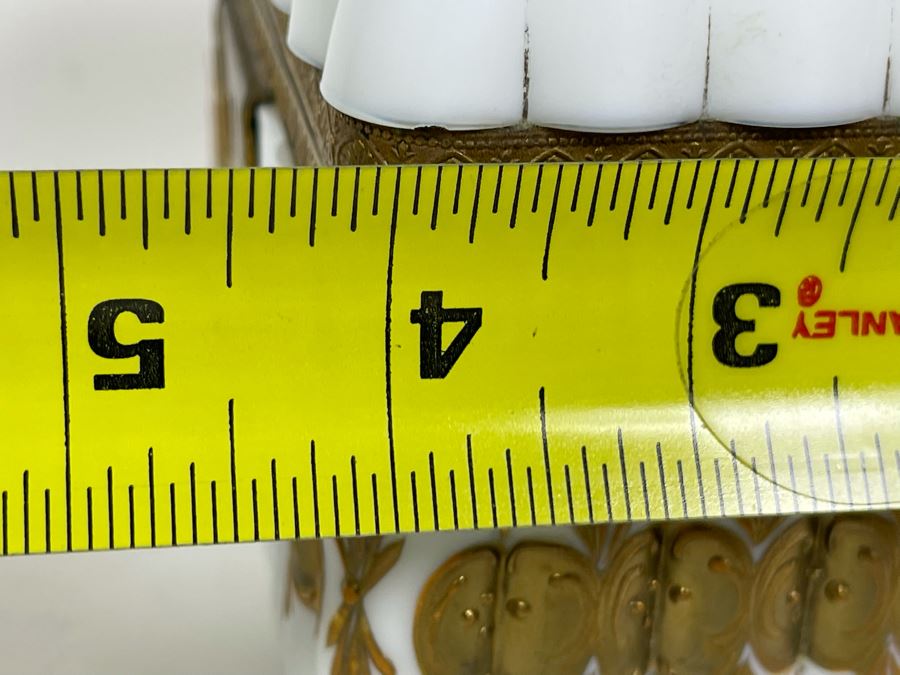 Impressive Vintage Gold Hand Decorated Milk Glass Box 6W X 4D X 4H [Photo 12]