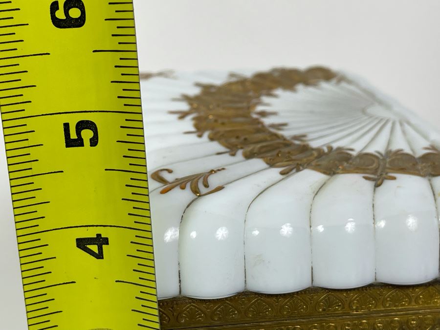 Impressive Vintage Gold Hand Decorated Milk Glass Box 6W X 4D X 4H [Photo 13]