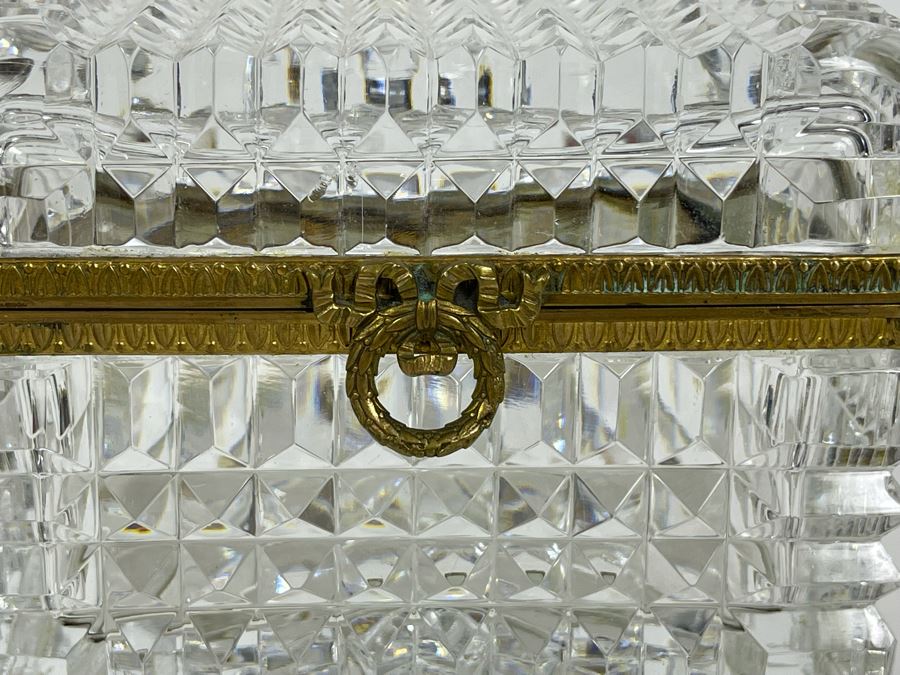 Footed Crystal And Gilt Metal Box 4W X 3D X 3.5H [Photo 3]