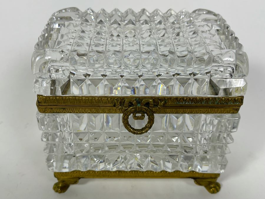 Footed Crystal And Gilt Metal Box 4W X 3D X 3.5H [Photo 4]