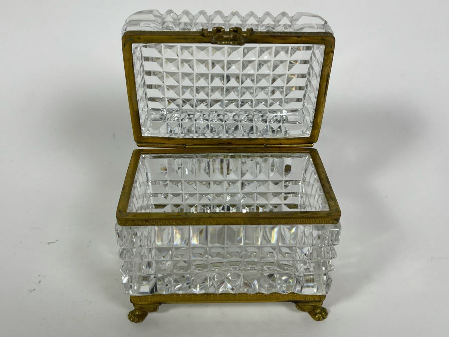 Footed Crystal And Gilt Metal Box 4W X 3D X 3.5H [Photo 5]
