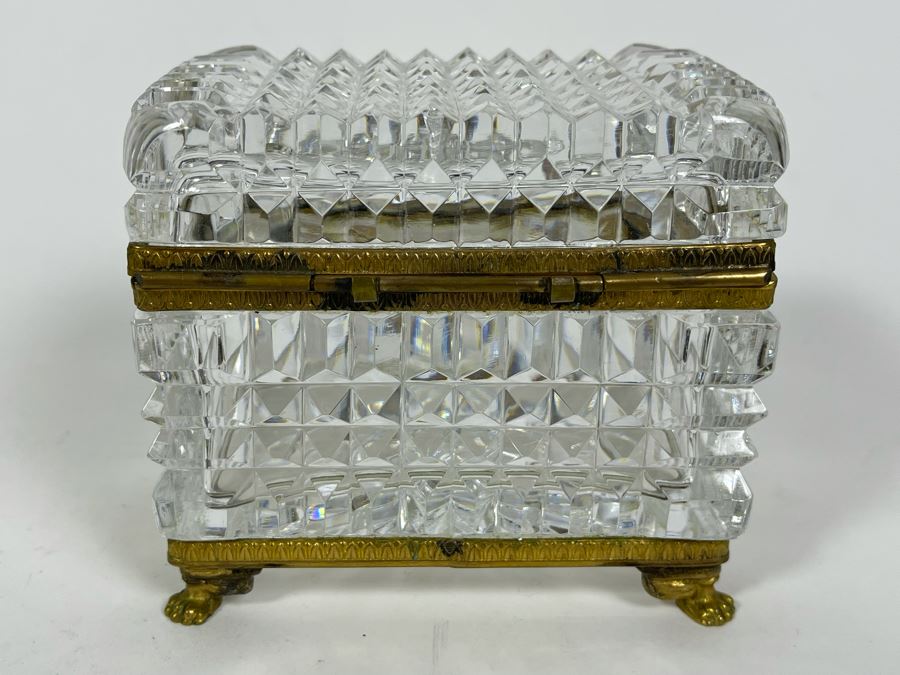 Footed Crystal And Gilt Metal Box 4W X 3D X 3.5H [Photo 7]