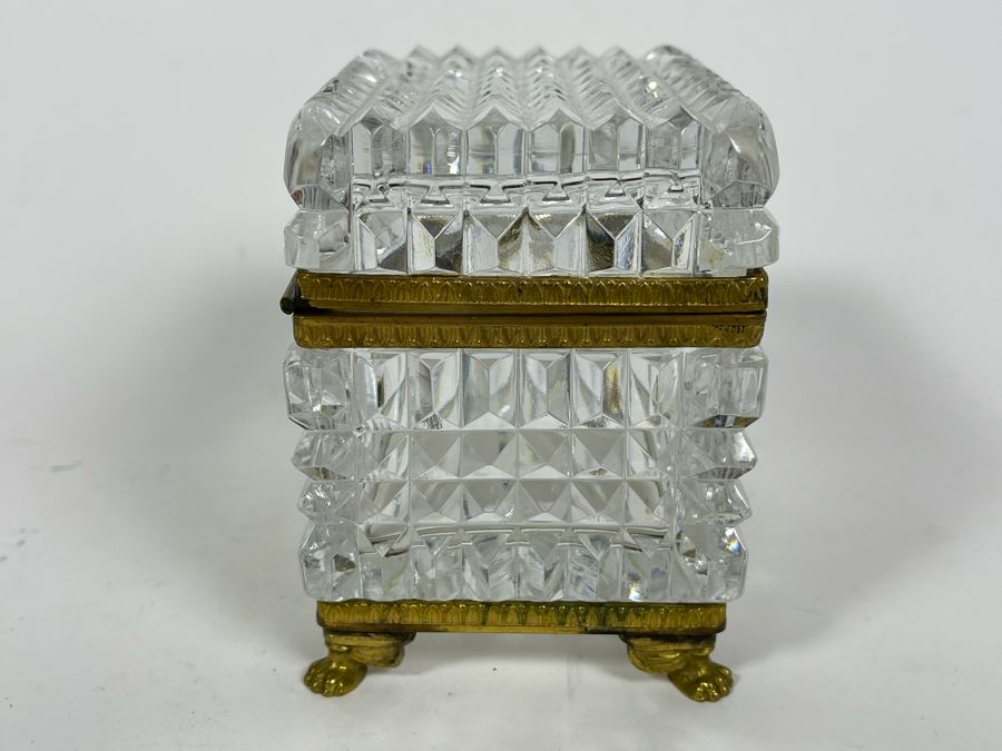 Footed Crystal And Gilt Metal Box 4W X 3D X 3.5H [Photo 6]