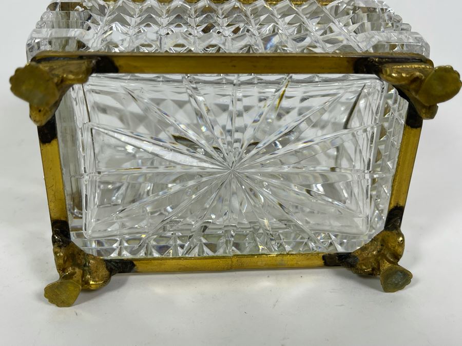 Footed Crystal And Gilt Metal Box 4W X 3D X 3.5H [Photo 9]