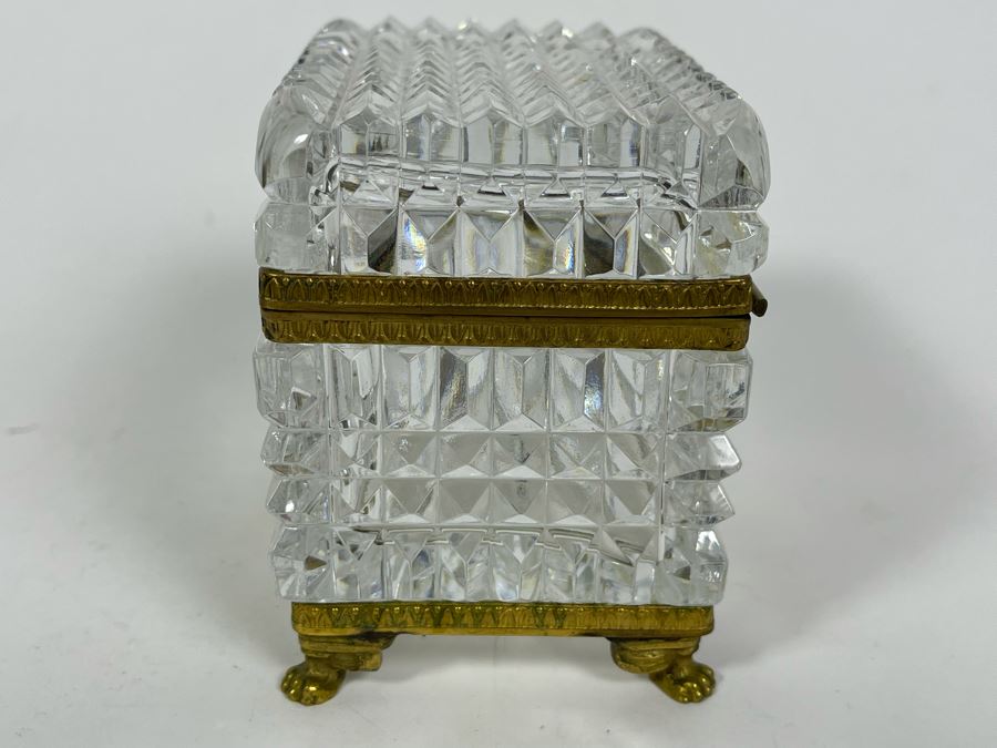 Footed Crystal And Gilt Metal Box 4W X 3D X 3.5H [Photo 8]