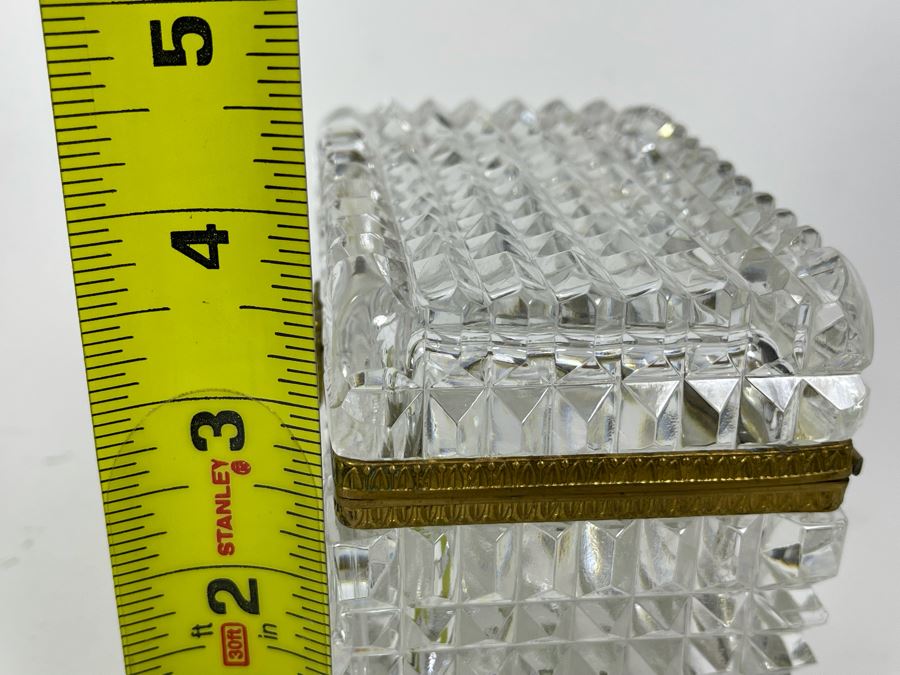 Footed Crystal And Gilt Metal Box 4W X 3D X 3.5H [Photo 12]