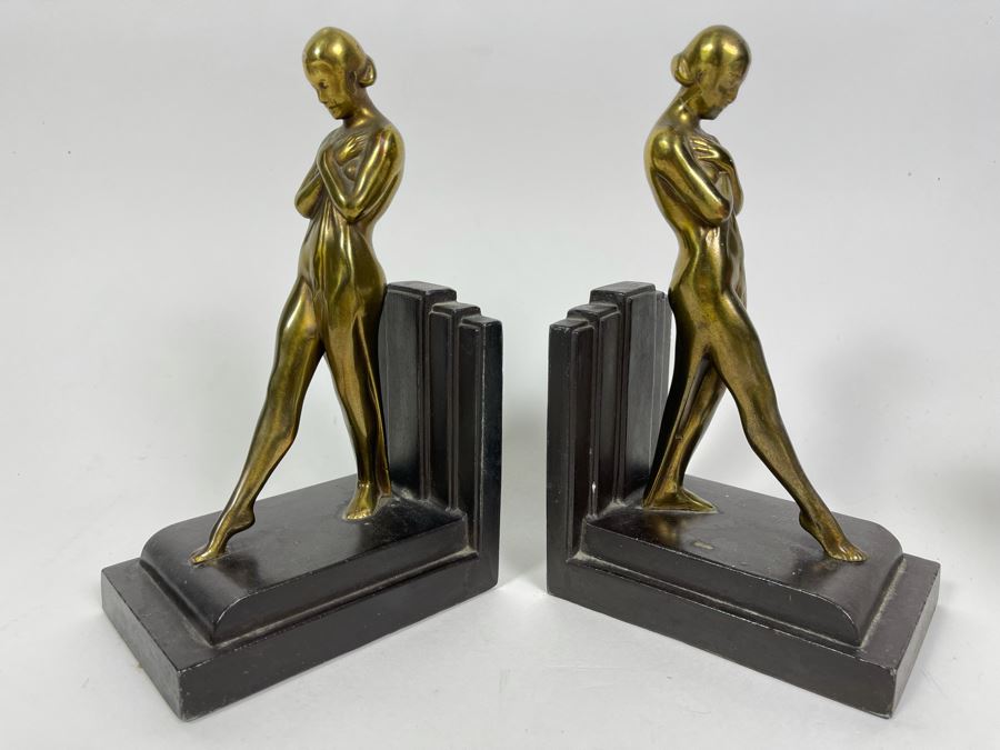 Pair Of Art Deco Metal Bookends 8H [Photo 1]