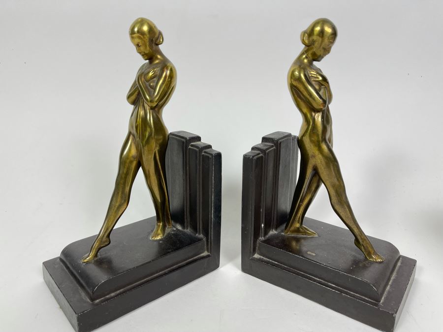 Pair Of Art Deco Metal Bookends 8H [Photo 3]