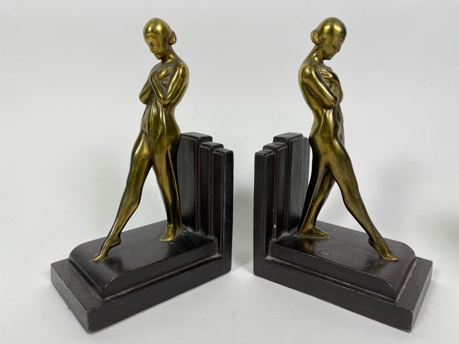 Pair Of Art Deco Metal Bookends 8H [Photo 2]