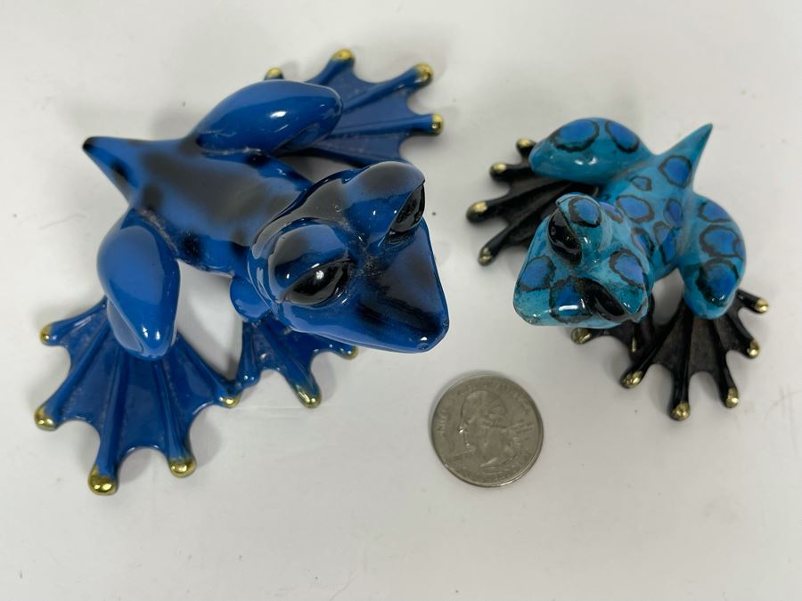 Pair Of Signed Limited Edition Barry Stein Hand Painted Metal Frogs [Photo 6]