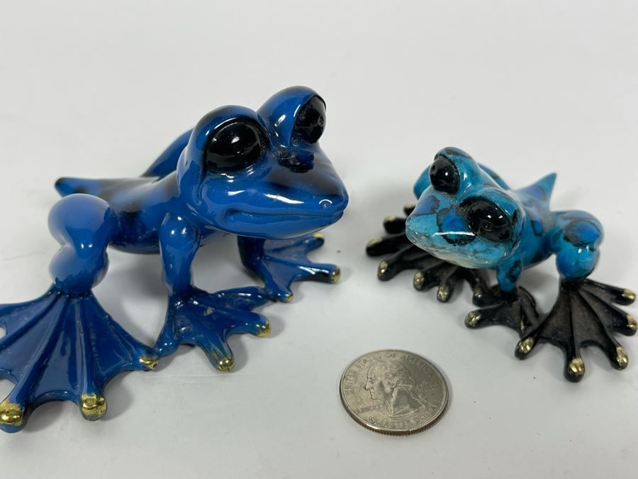 Pair Of Signed Limited Edition Barry Stein Hand Painted Metal Frogs [Photo 4]
