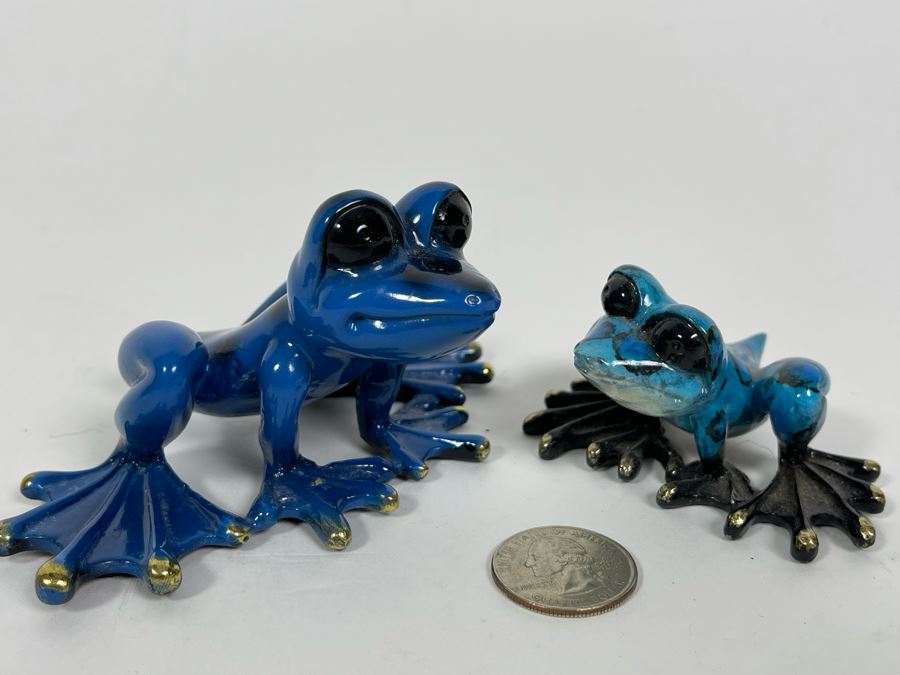 Pair Of Signed Limited Edition Barry Stein Hand Painted Metal Frogs [Photo 5]
