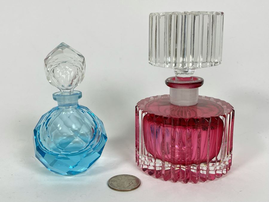Pair Of Vintage Perfume Bottles 3.5H And 5H [Photo 2]