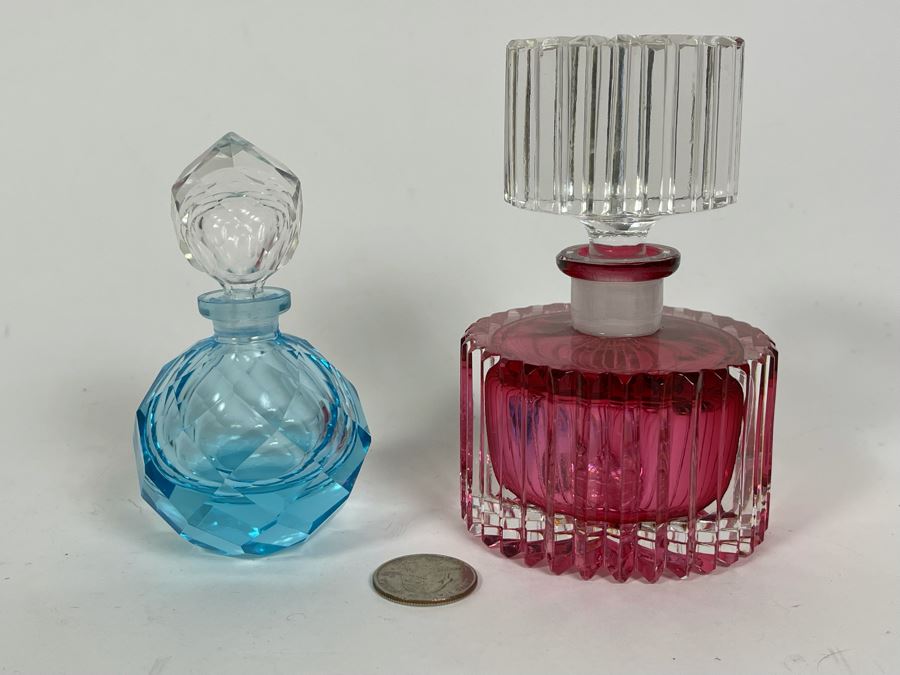 Pair Of Vintage Perfume Bottles 3.5H And 5H [Photo 3]