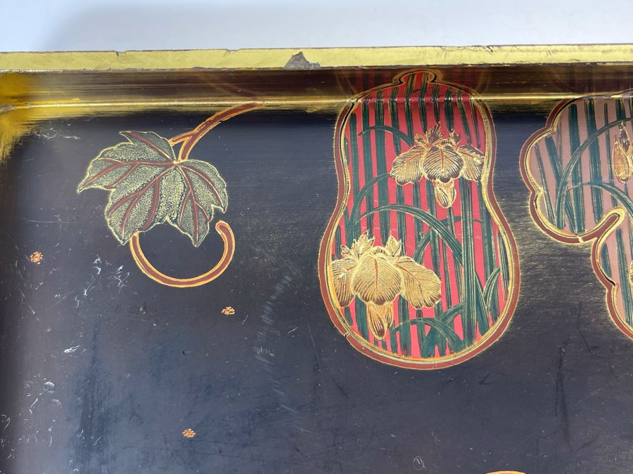 Fine Hand Painted Japanese Lacquer Tray 12 X 10 [Photo 7]