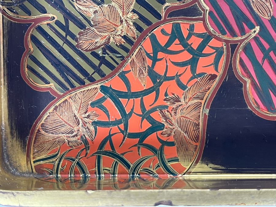 Fine Hand Painted Japanese Lacquer Tray 12 X 10 [Photo 11]