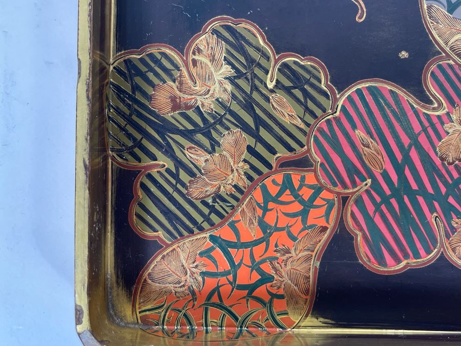Fine Hand Painted Japanese Lacquer Tray 12 X 10 [Photo 10]