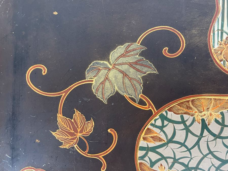 Fine Hand Painted Japanese Lacquer Tray 12 X 10 [Photo 9]