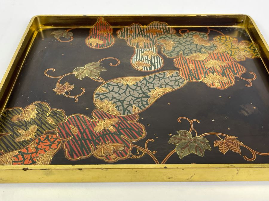 Fine Hand Painted Japanese Lacquer Tray 12 X 10 [Photo 14]