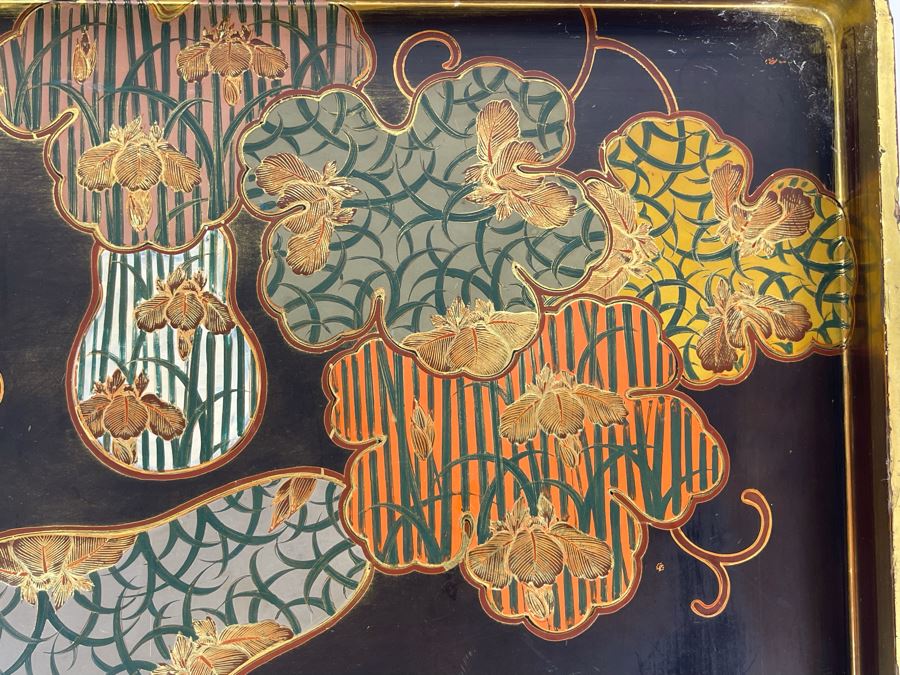 Fine Hand Painted Japanese Lacquer Tray 12 X 10 [Photo 5]