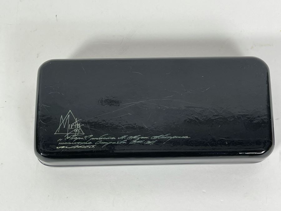 Fine Handmade Signed Russian Lacquer Box Art Nouveau Period Style After Alphonse Mucha With Inlaid Mother Of Pearl Design 2.25W X 5L X 1H [Photo 14]