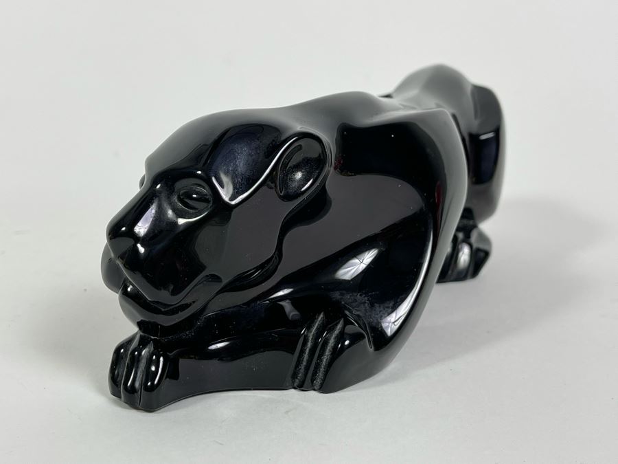Baccarat France Signed Art Deco Style Black Crystal Panther 10.25L X 3H [Photo 10]
