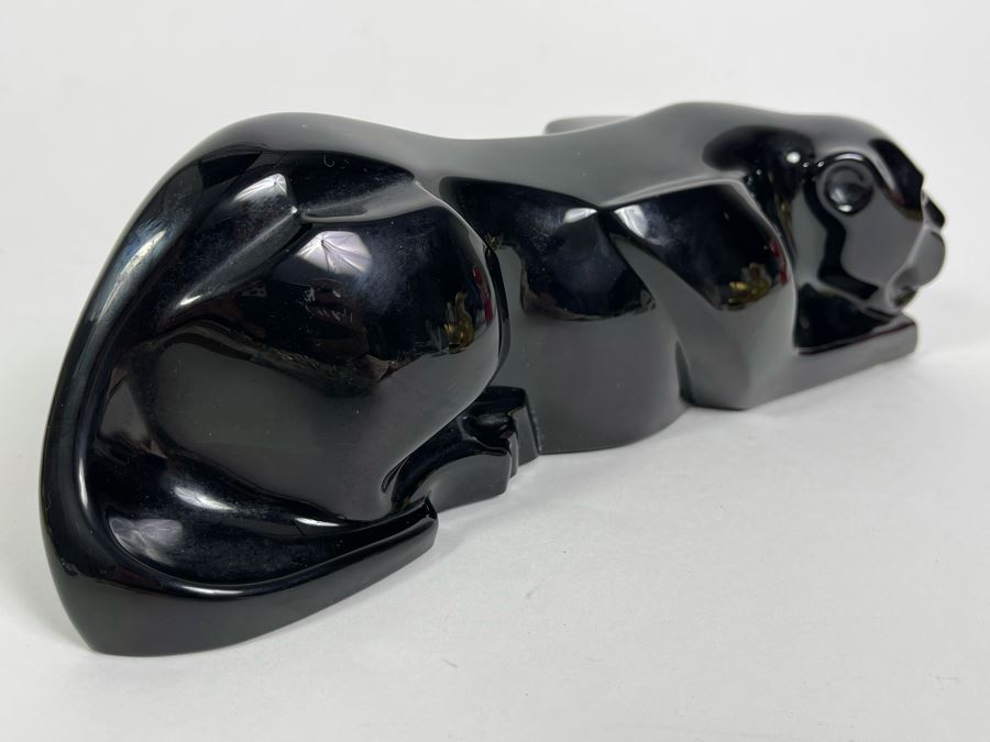 Baccarat France Signed Art Deco Style Black Crystal Panther 10.25L X 3H [Photo 14]