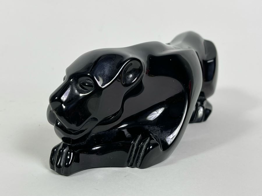 Baccarat France Signed Art Deco Style Black Crystal Panther 10.25L X 3H [Photo 11]