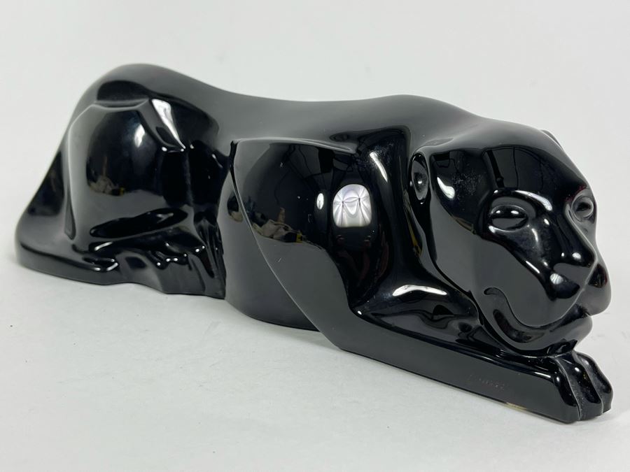 Baccarat France Signed Art Deco Style Black Crystal Panther 10.25L X 3H [Photo 9]