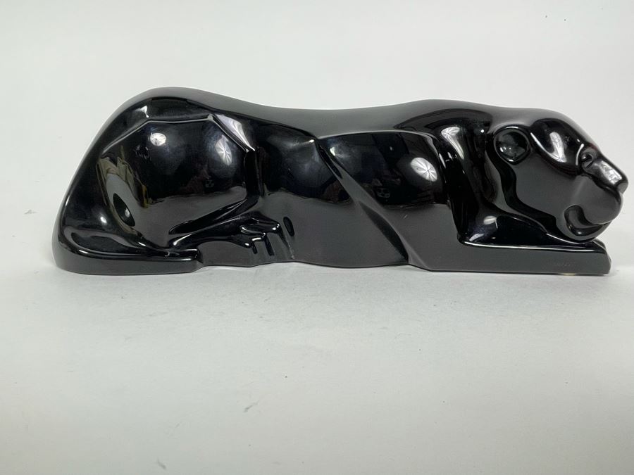 Baccarat France Signed Art Deco Style Black Crystal Panther 10.25L X 3H [Photo 4]