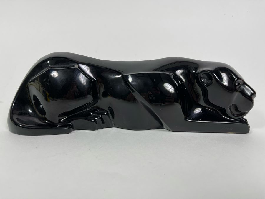 Baccarat France Signed Art Deco Style Black Crystal Panther 10.25L X 3H [Photo 3]