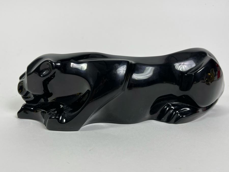 Baccarat France Signed Art Deco Style Black Crystal Panther 10.25L X 3H [Photo 12]
