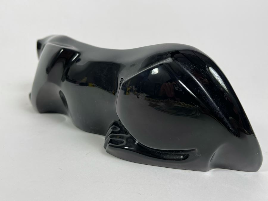 Baccarat France Signed Art Deco Style Black Crystal Panther 10.25L X 3H [Photo 13]