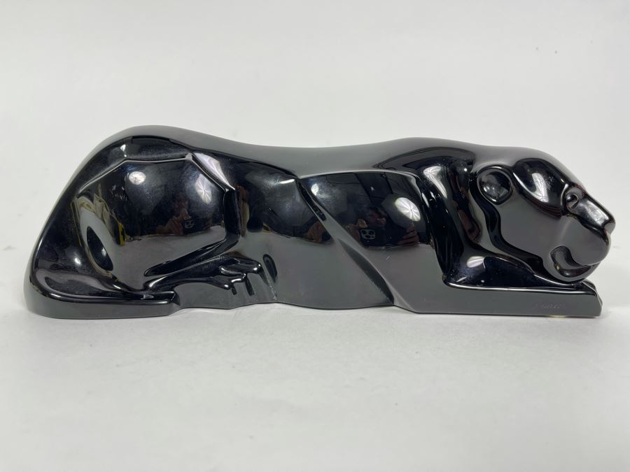 Baccarat France Signed Art Deco Style Black Crystal Panther 10.25L X 3H [Photo 5]