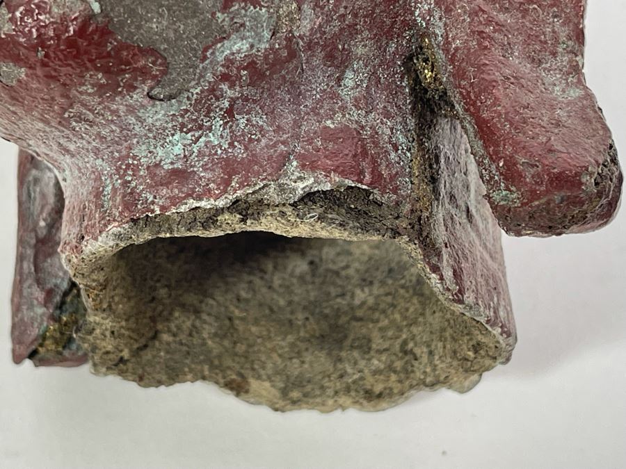 Old Chinese Buddha Head On Wooden Display Stand - Appears To Be Originally Gilded 7H (With Stand 9H) [Photo 26]