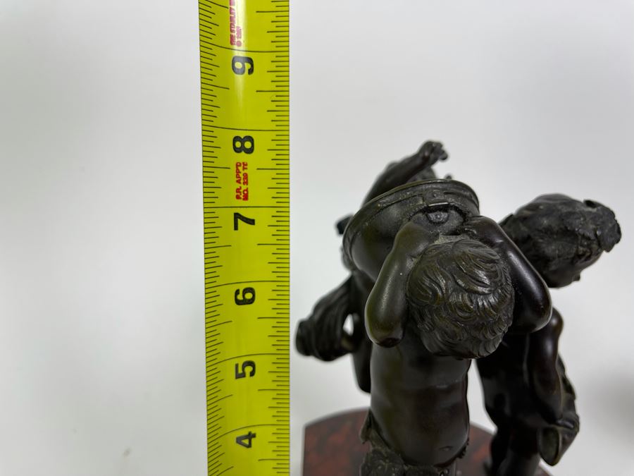 Bronze Sculpture Putti Cherubs Musicians Playing Instruments On Marble Base After Clodion 7W X 5D X 8H [Photo 17]