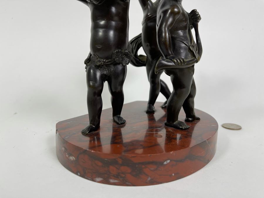 Bronze Sculpture Putti Cherubs Musicians Playing Instruments On Marble Base After Clodion 7W X 5D X 8H [Photo 14]