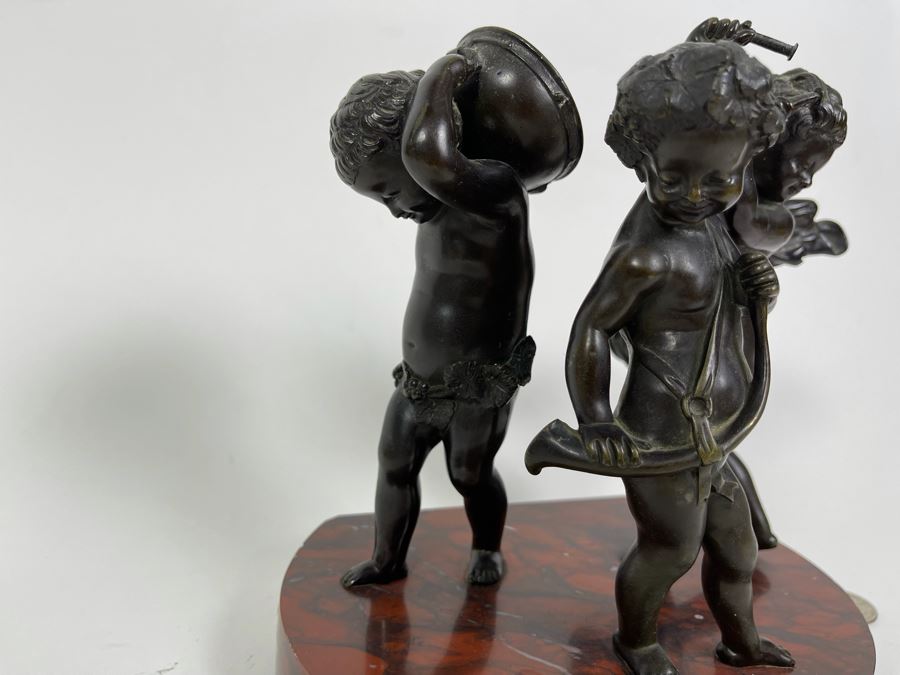 Bronze Sculpture Putti Cherubs Musicians Playing Instruments On Marble Base After Clodion 7W X 5D X 8H [Photo 6]