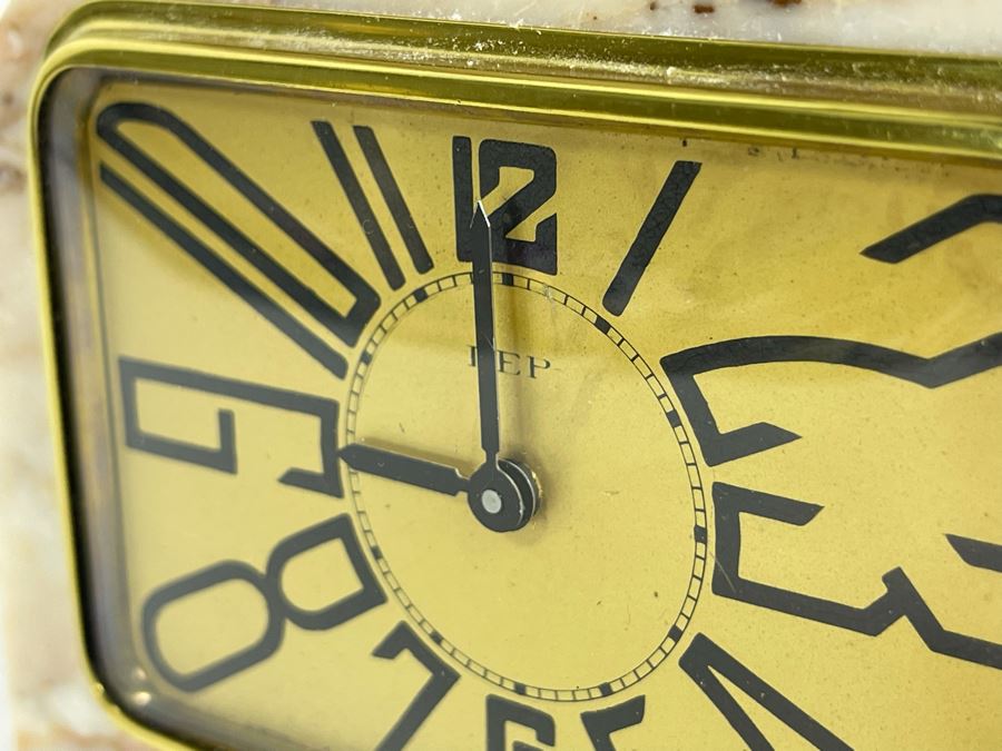 Art Deco Marble Desk Clock Converted To Battery Power 4.5W X 2D X 4H [Photo 4]