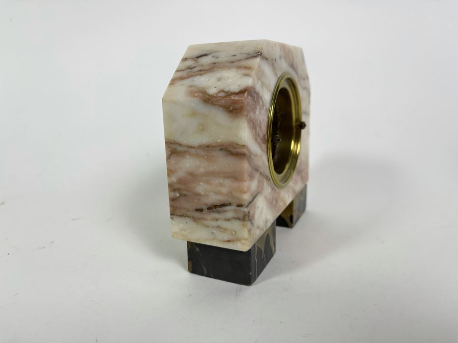 Art Deco Marble Desk Clock Converted To Battery Power 4.5W X 2D X 4H [Photo 8]