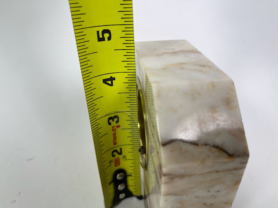 Art Deco Marble Desk Clock Converted To Battery Power 4.5W X 2D X 4H [Photo 11]