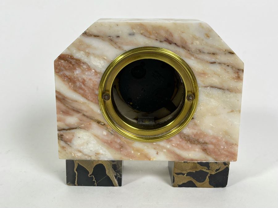 Art Deco Marble Desk Clock Converted To Battery Power 4.5W X 2D X 4H [Photo 6]